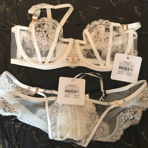 New HB Gabrielle Bra/Brazilian Panty Ivory/Gold